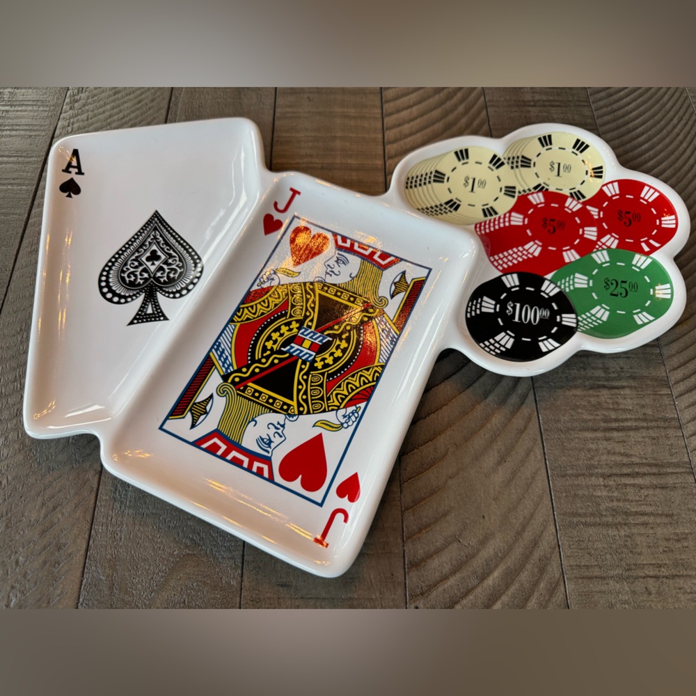 Luminarc Casino Night Blackjack Divided Serving Tray. Perfect For Game Night! - Picture 4 of 9
